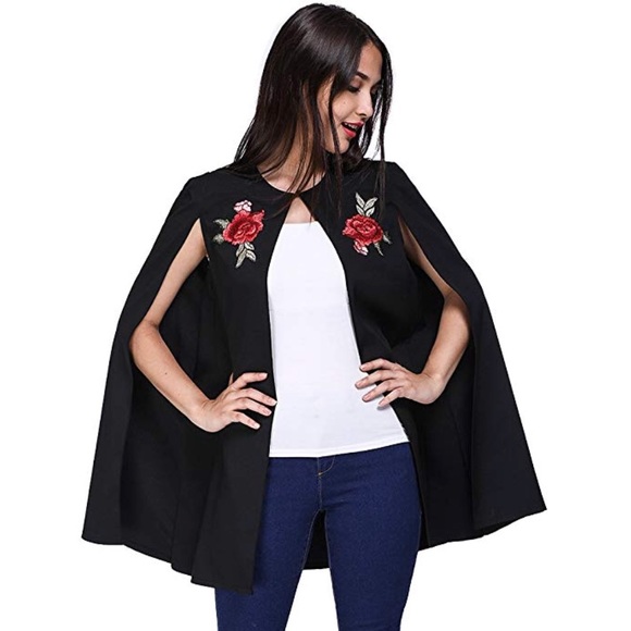 Beautiful Rose Embroidered Shawl Cape - Picture 2 of 4